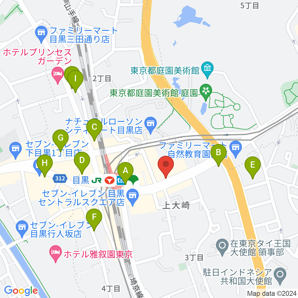 目黒ライブステーション周辺のホテル一覧地図