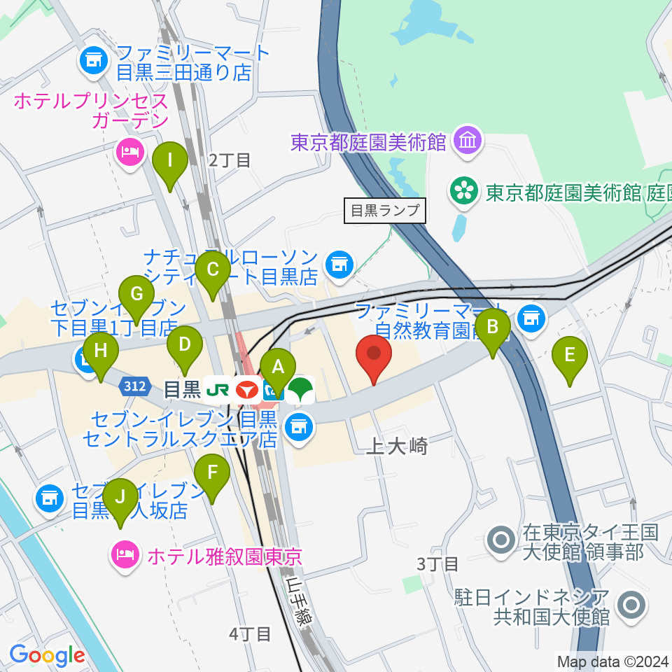 目黒ライブステーション周辺のホテル一覧地図