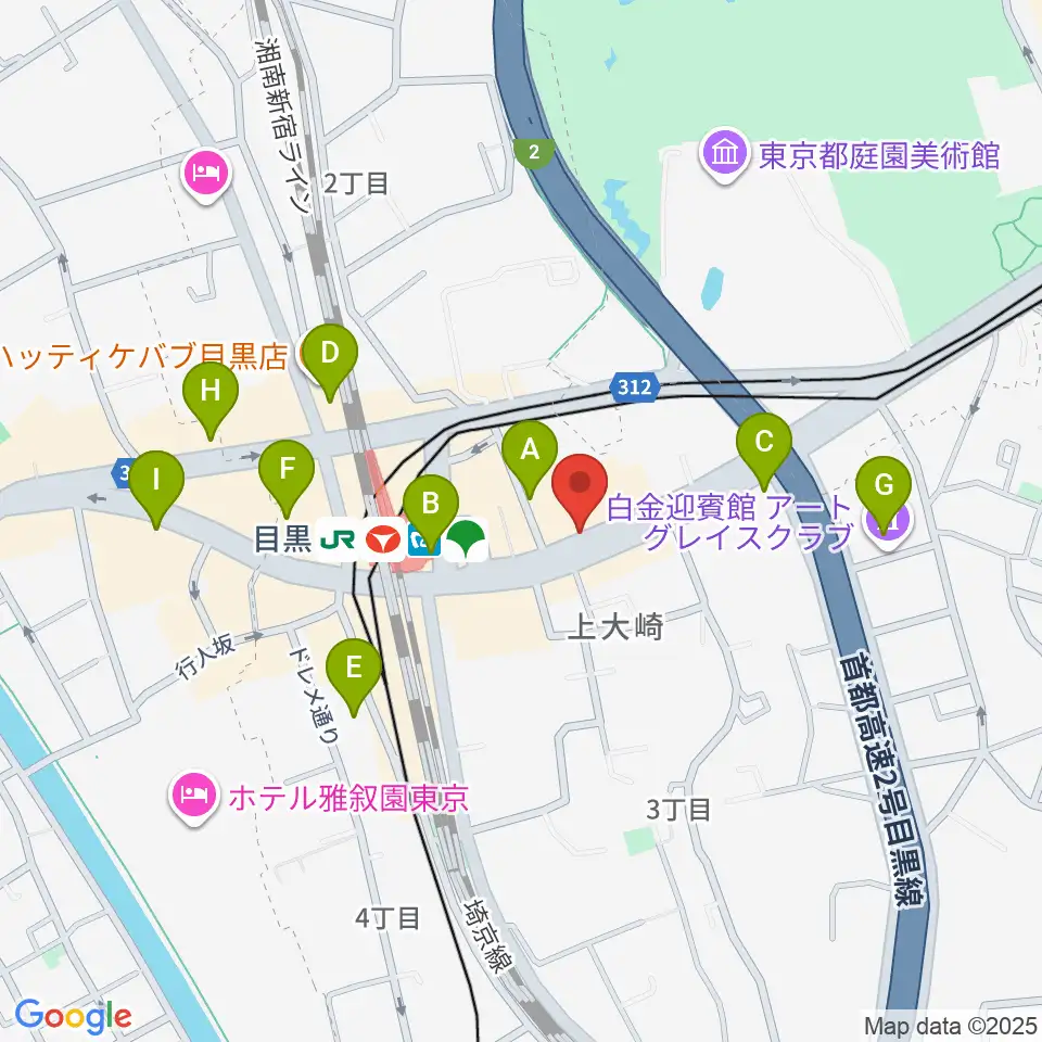 目黒ライブステーション周辺のホテル一覧地図