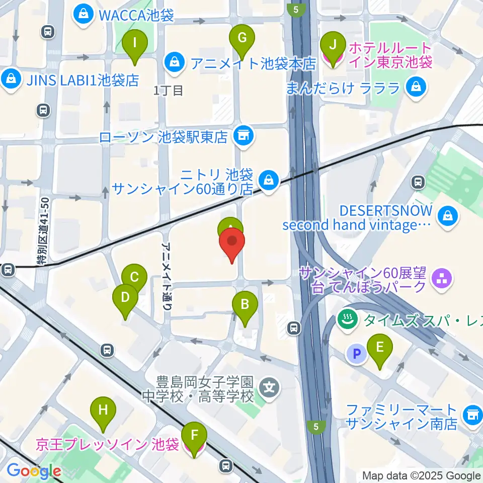 池袋Adm周辺のホテル一覧地図