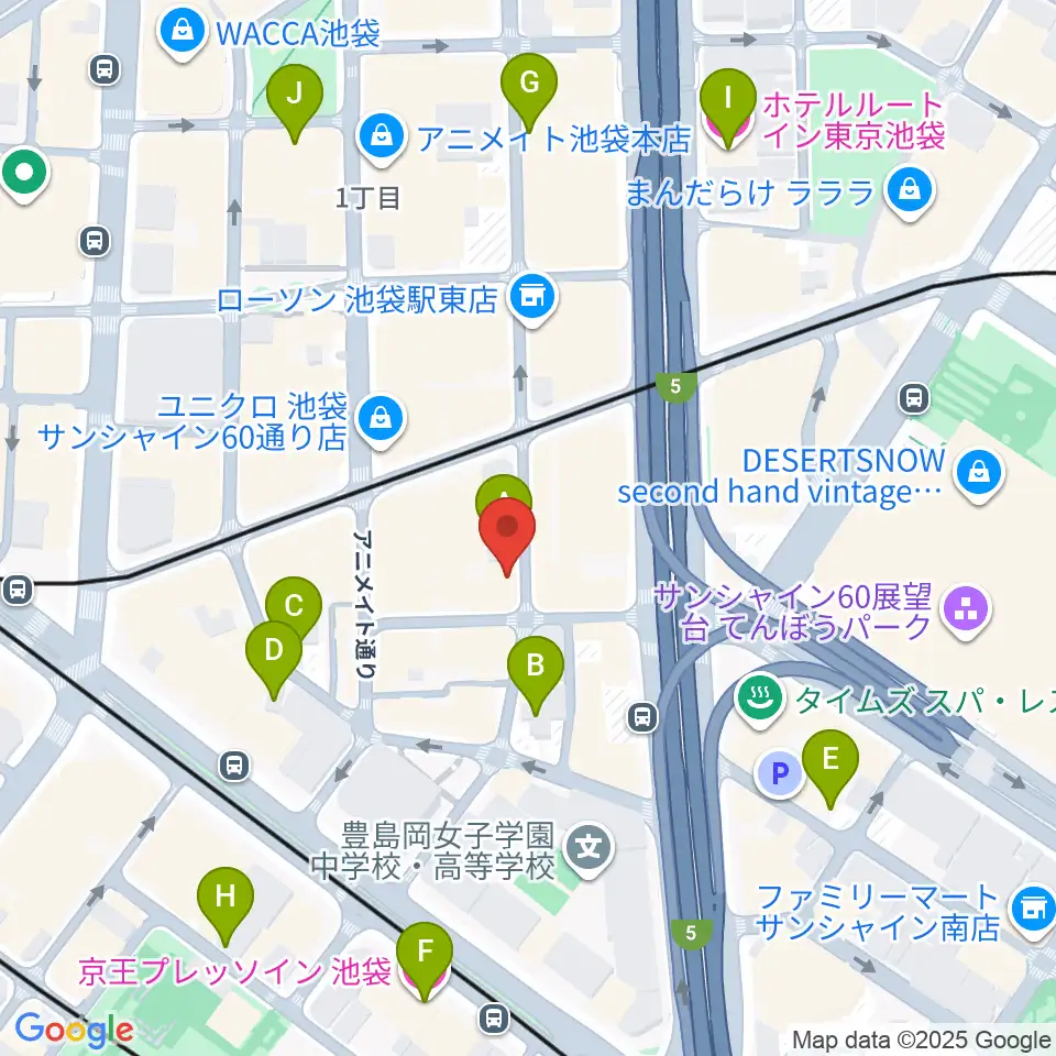 池袋Adm周辺のホテル一覧地図