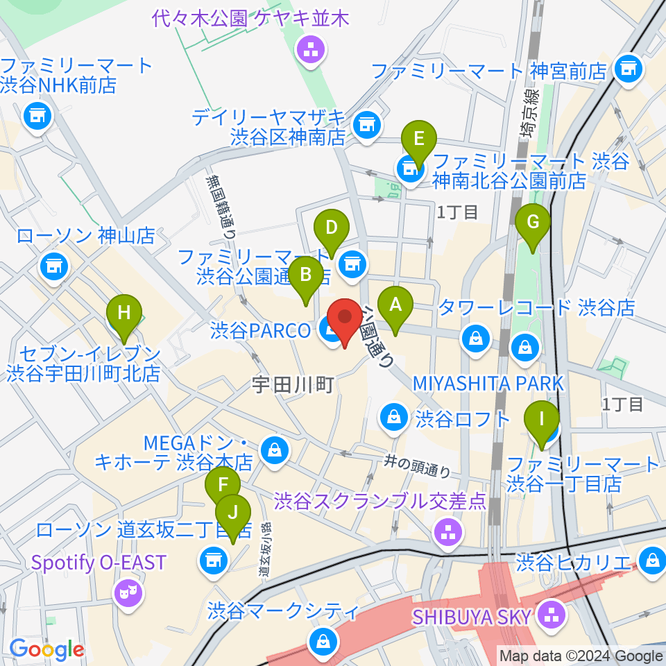 渋谷パルコ劇場周辺のホテル一覧地図