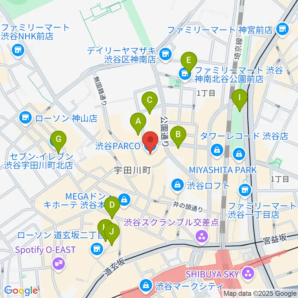 渋谷パルコ劇場周辺のホテル一覧地図