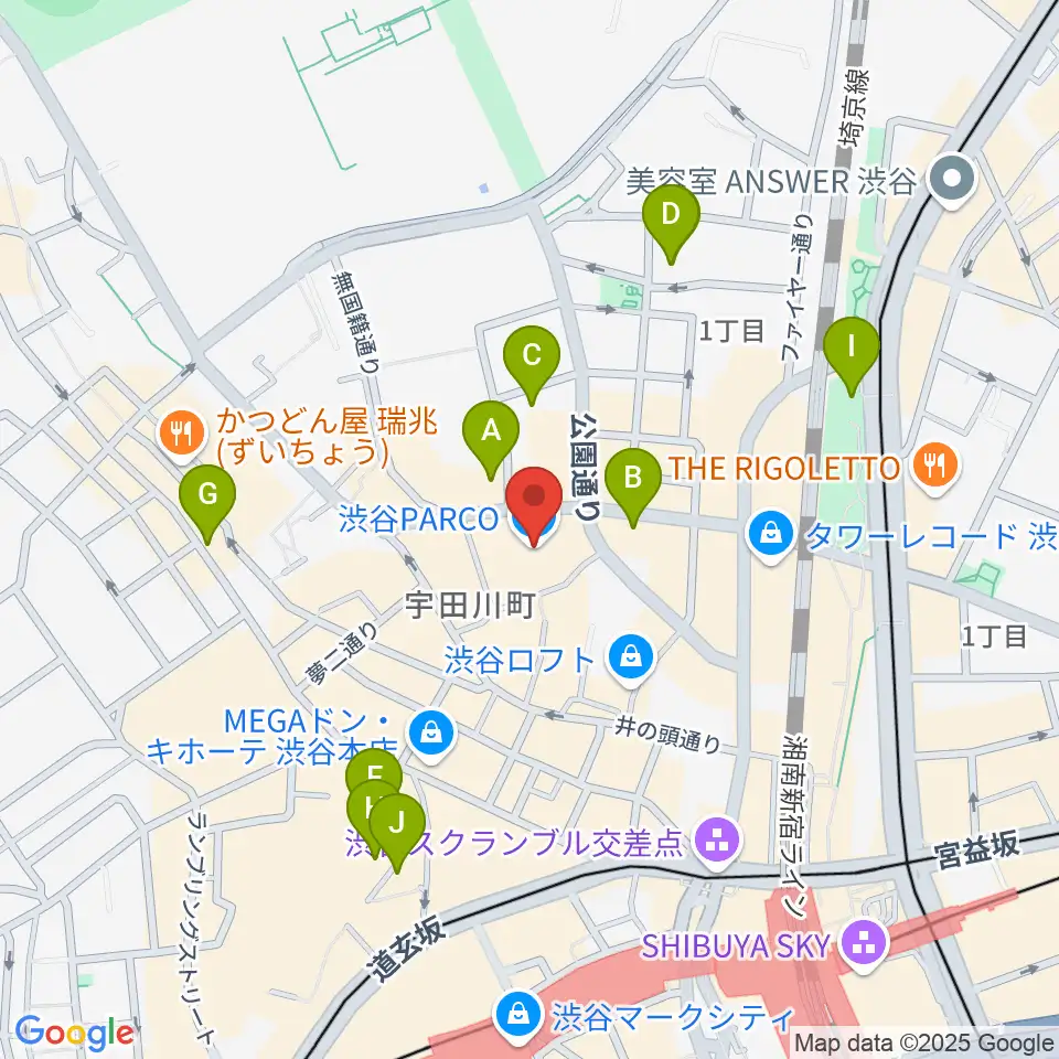 渋谷パルコ劇場周辺のホテル一覧地図