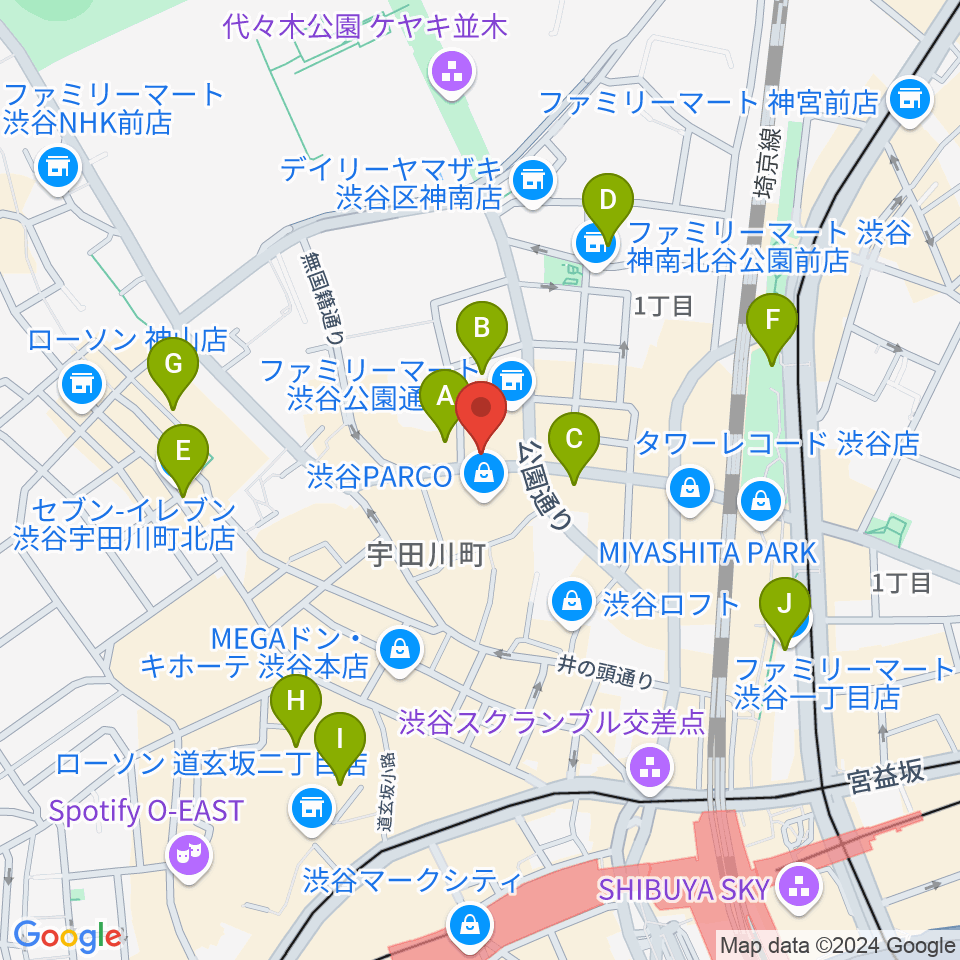 渋谷gee-ge.周辺のホテル一覧地図