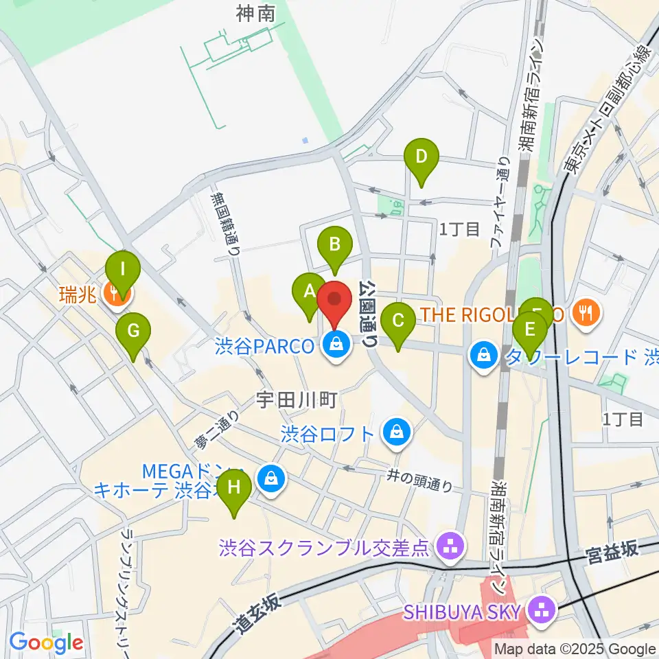 渋谷gee-ge.周辺のホテル一覧地図