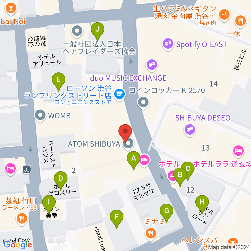 渋谷HARLEM周辺のホテル一覧地図