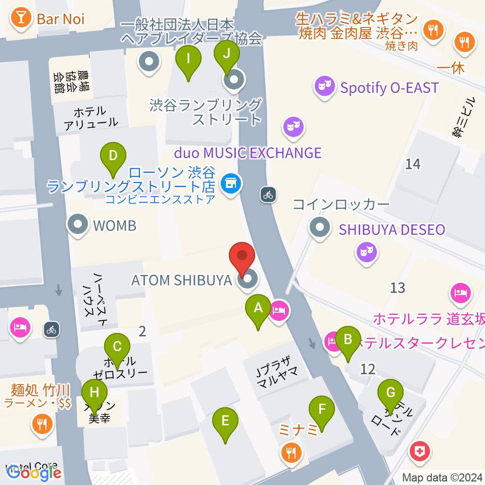 渋谷HARLEM周辺のホテル一覧地図