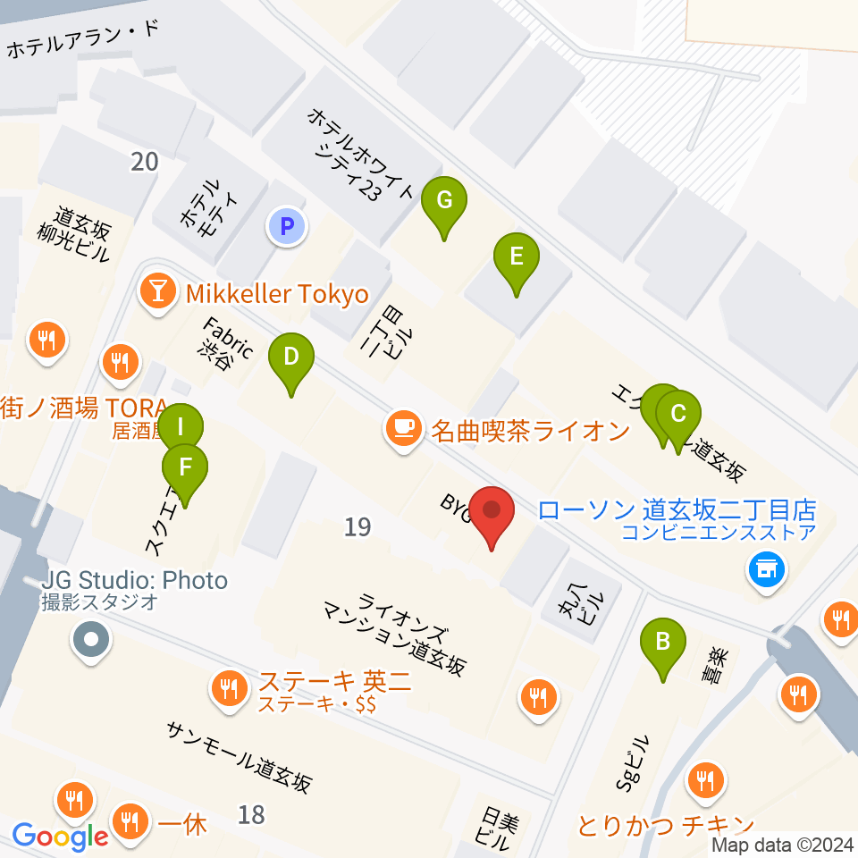 渋谷B.Y.G周辺のホテル一覧地図