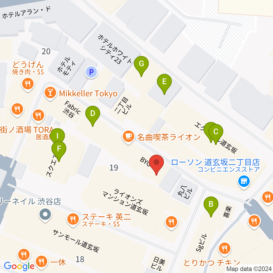 渋谷B.Y.G周辺のホテル一覧地図