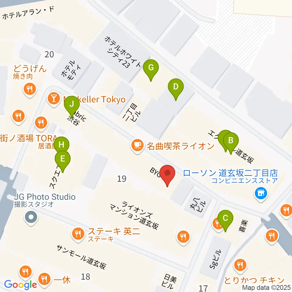 渋谷B.Y.G周辺のホテル一覧地図
