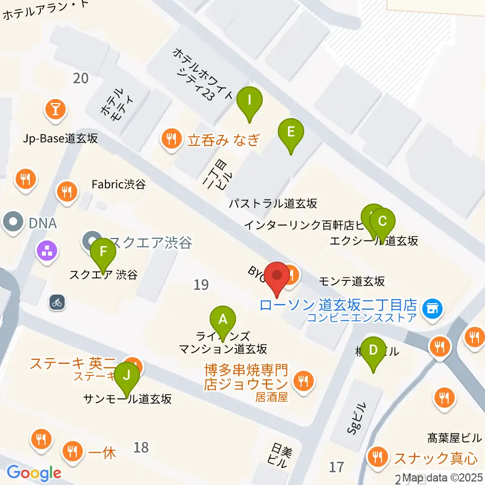 渋谷B.Y.G周辺のホテル一覧地図
