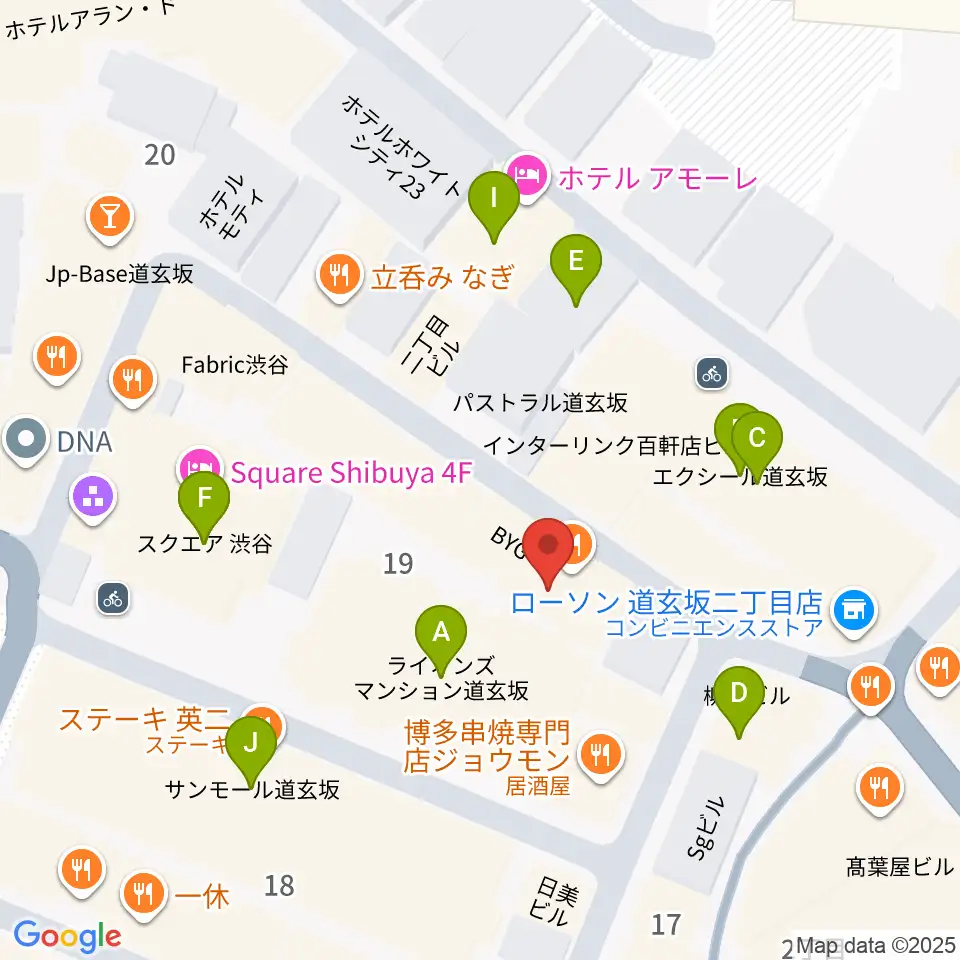 渋谷B.Y.G周辺のホテル一覧地図