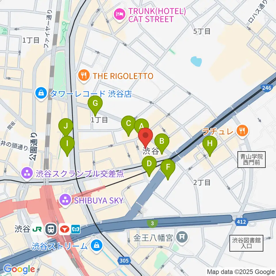 渋谷HOME周辺のホテル一覧地図