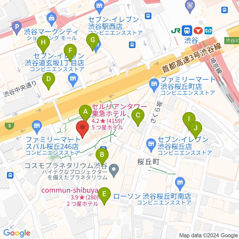 渋谷JZ Brat周辺のホテル一覧地図