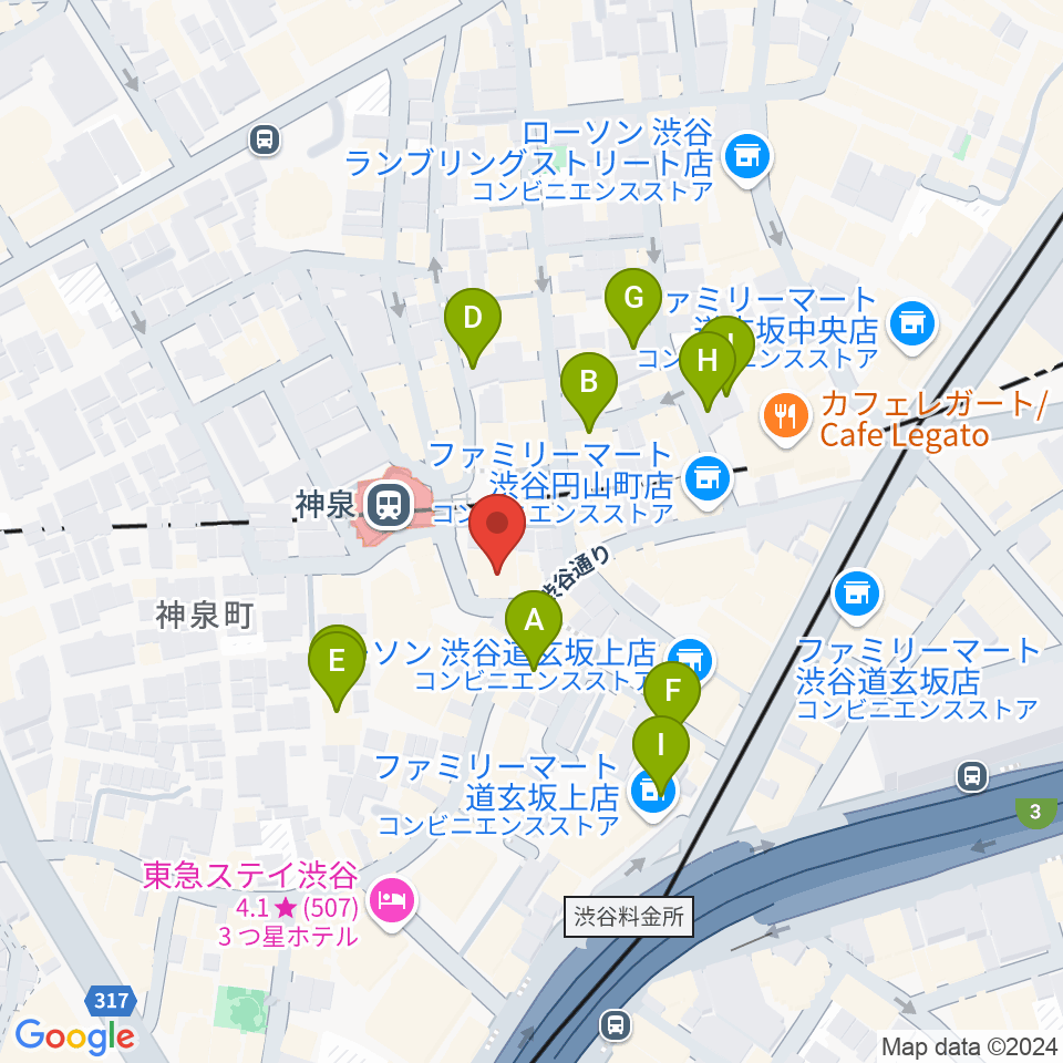 渋谷ランタン周辺のホテル一覧地図