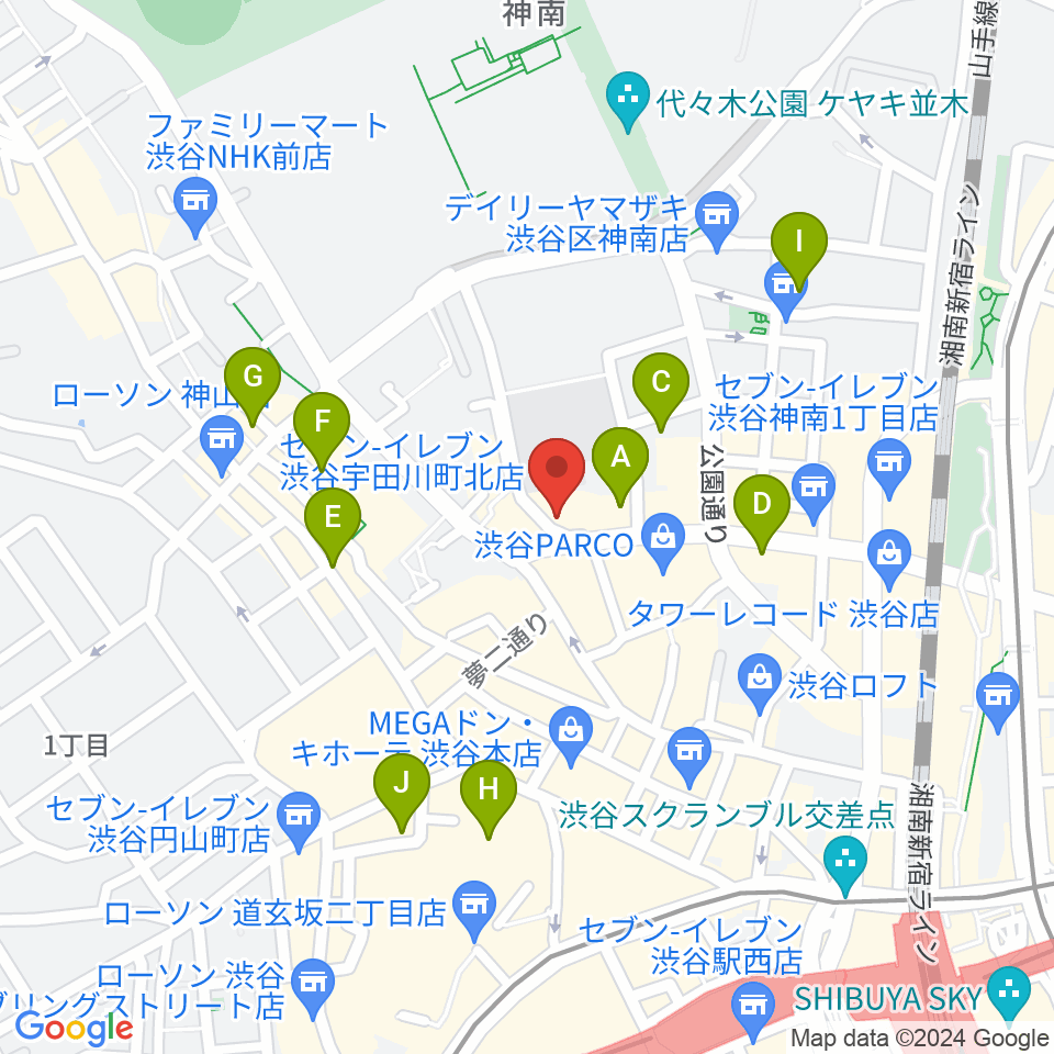 渋谷オルガンバー周辺のホテル一覧地図