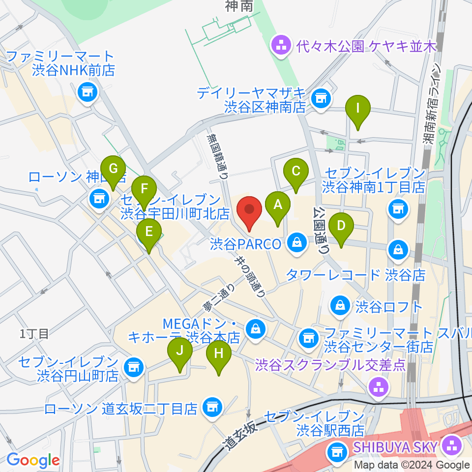 渋谷オルガンバー周辺のホテル一覧地図