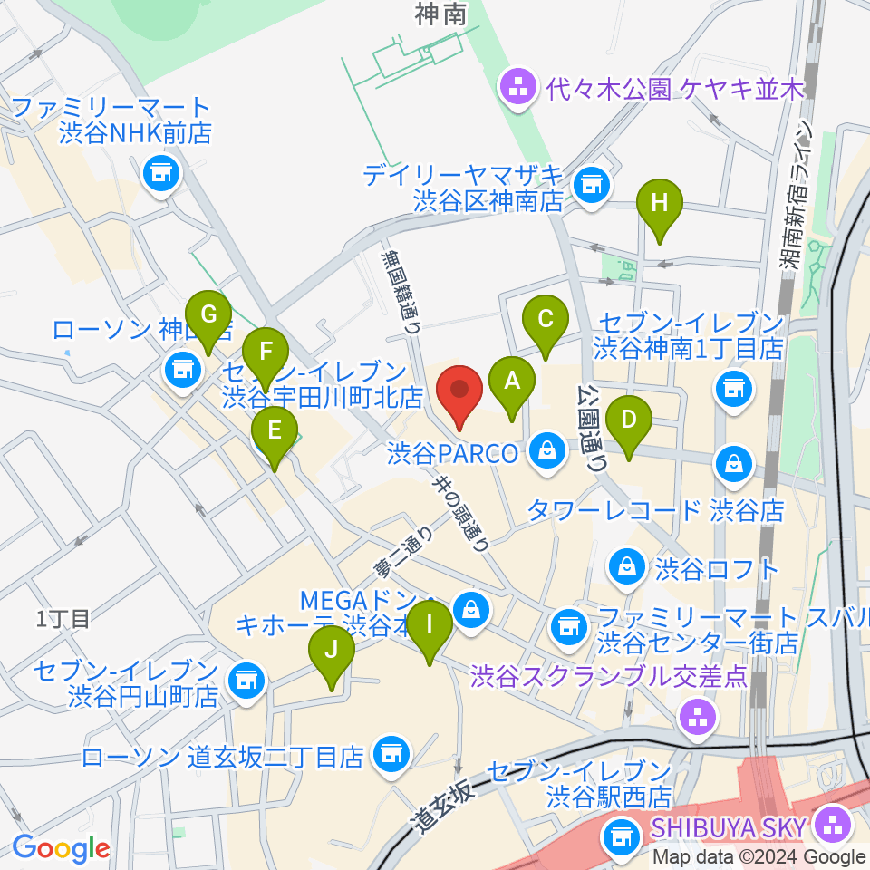 渋谷オルガンバー周辺のホテル一覧地図