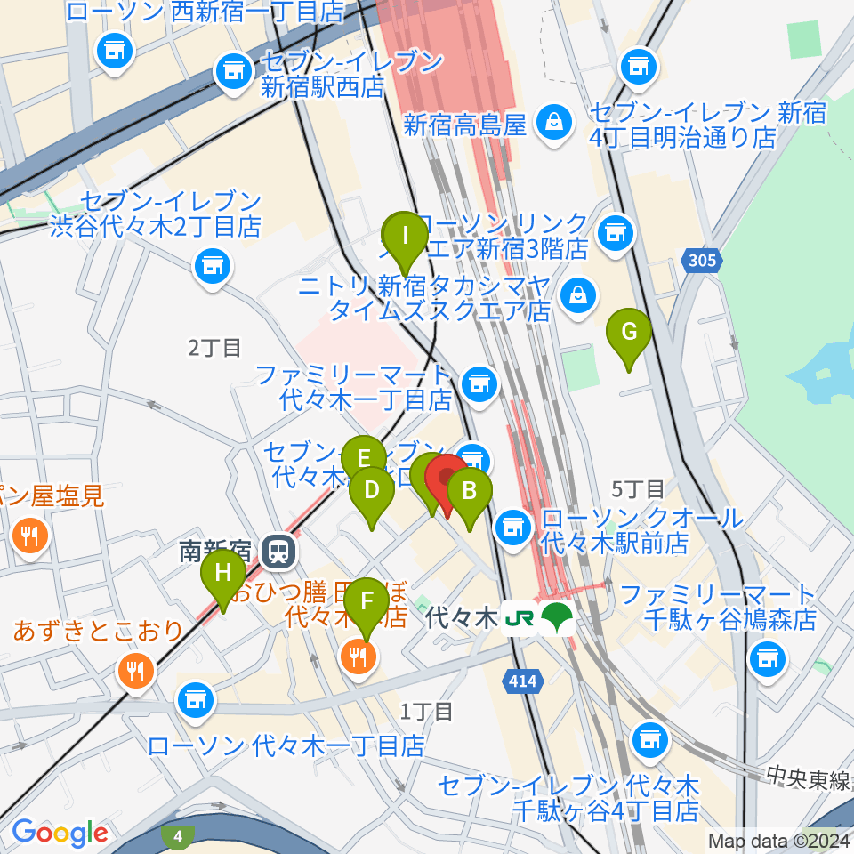 代々木ナル周辺のホテル一覧地図