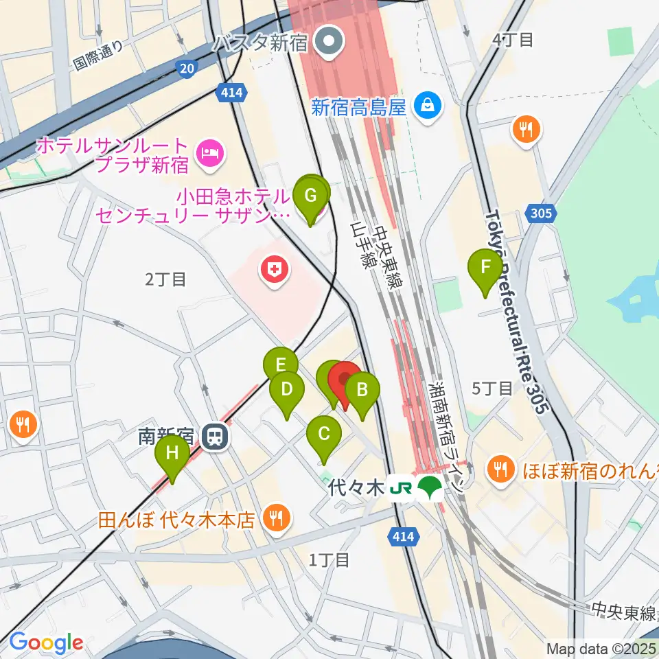 代々木ナル周辺のホテル一覧地図