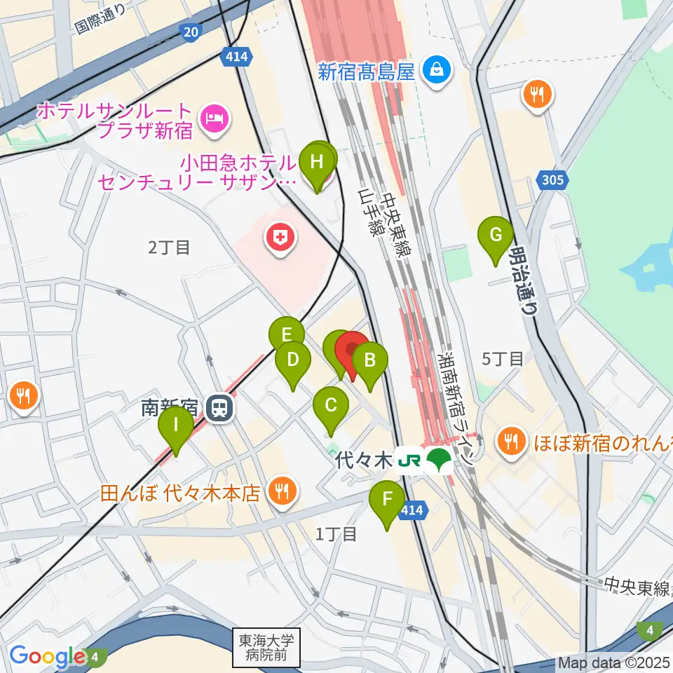 代々木ナル周辺のホテル一覧地図
