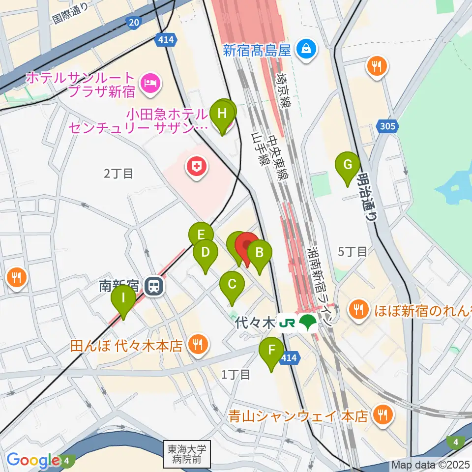 代々木ナル周辺のホテル一覧地図