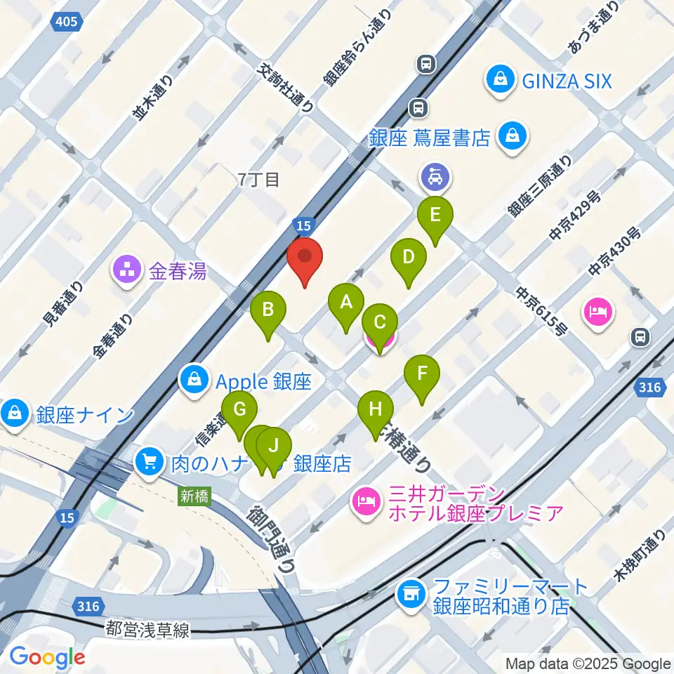 ヤマハホール周辺のホテル一覧地図