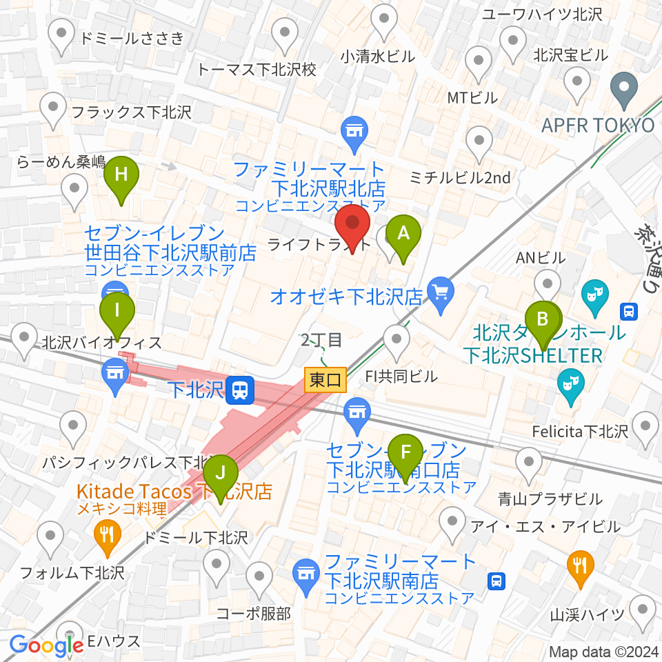 下北沢アレイホール周辺のホテル一覧地図
