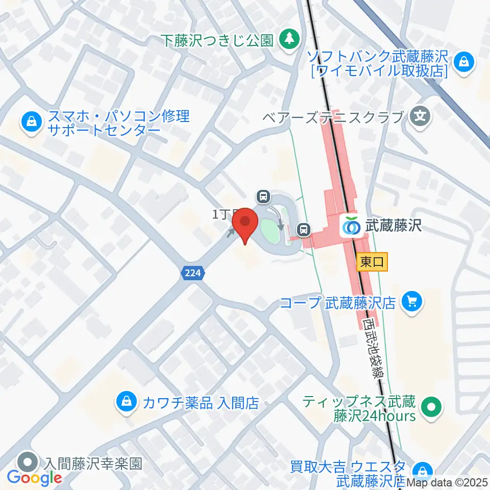 音降りそそぐ武蔵ホール周辺のホテル一覧地図