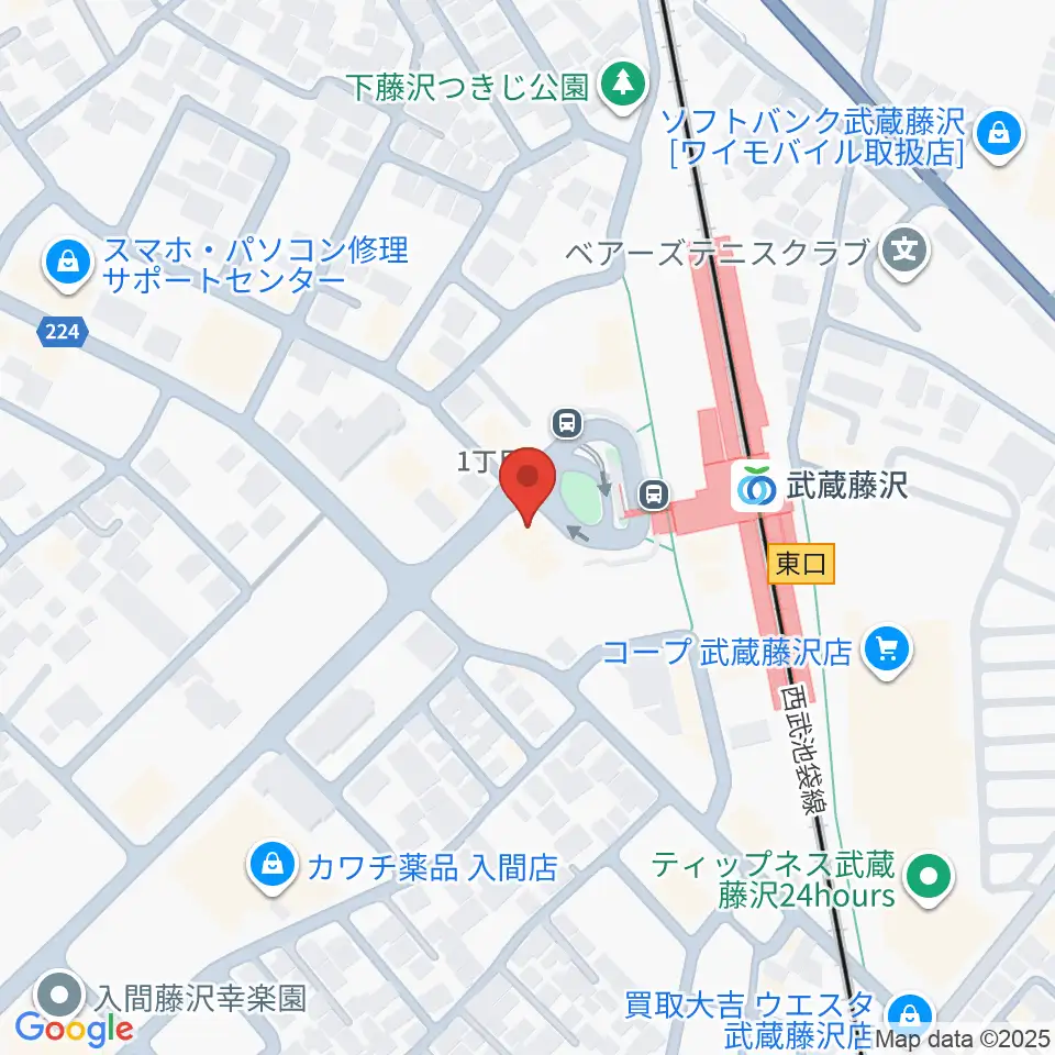 音降りそそぐ武蔵ホール周辺のホテル一覧地図