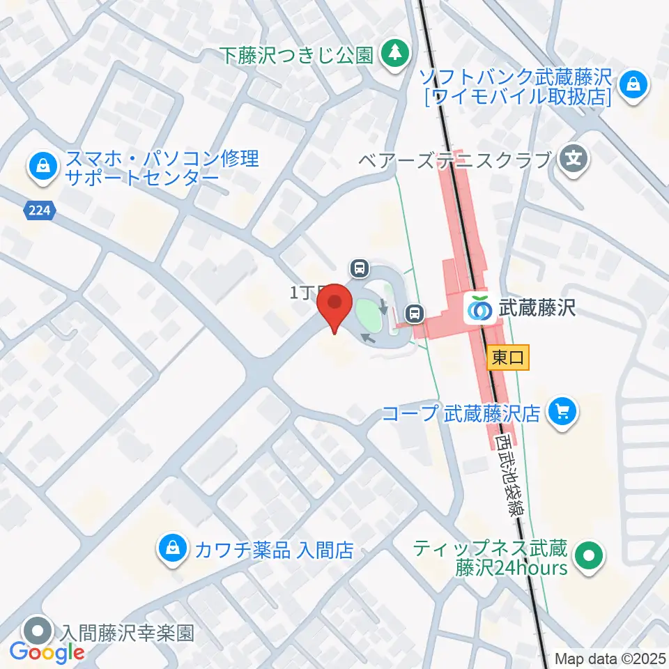 音降りそそぐ武蔵ホール周辺のホテル一覧地図