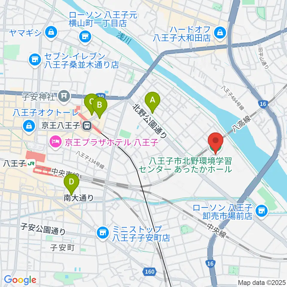 あったかホール 八王子市北野環境学習センター周辺のホテル一覧地図