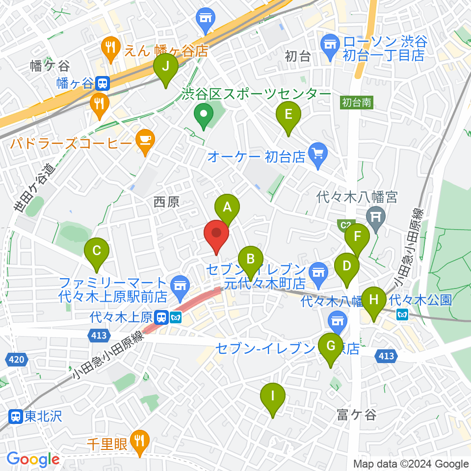 ムジカーザ周辺のホテル一覧地図