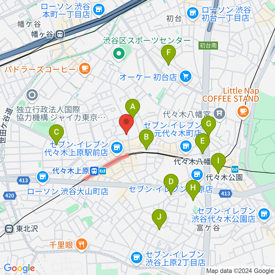 ムジカーザ周辺のホテル一覧地図