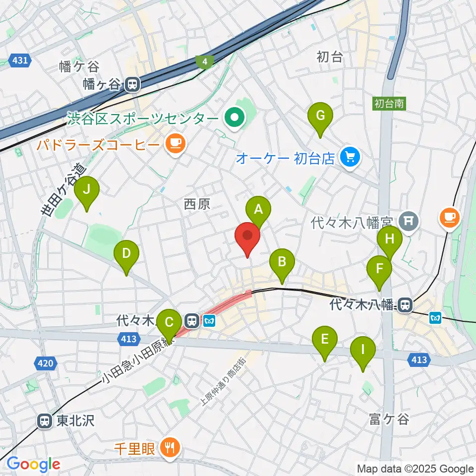 ムジカーザ周辺のホテル一覧地図