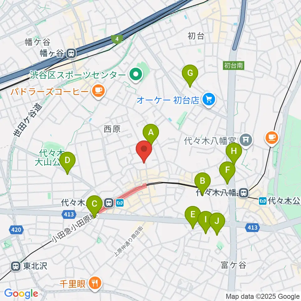 ムジカーザ周辺のホテル一覧地図