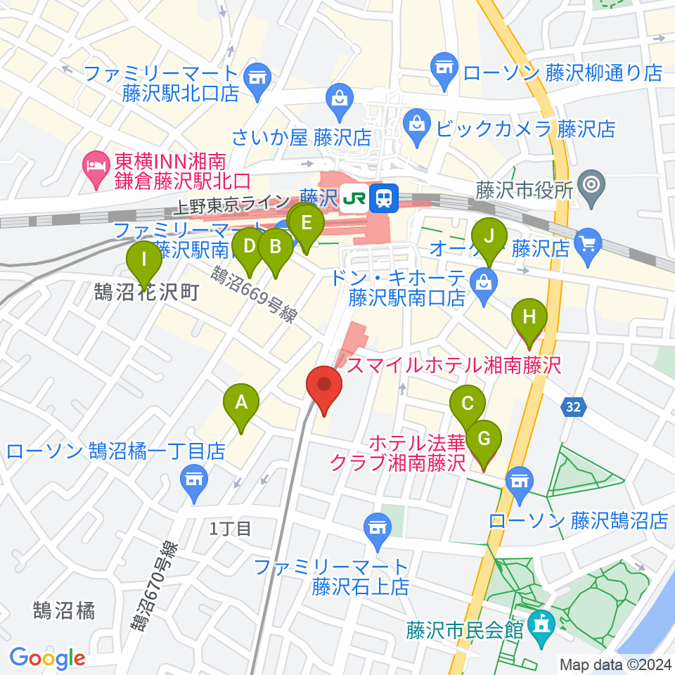 藤沢リラホール周辺のホテル一覧地図