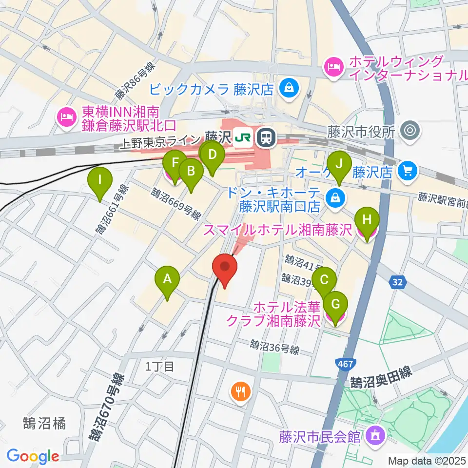 藤沢リラホール周辺のホテル一覧地図