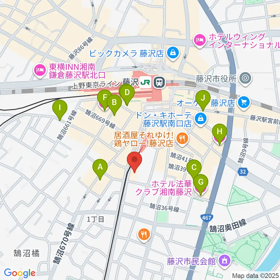 藤沢リラホール周辺のホテル一覧地図