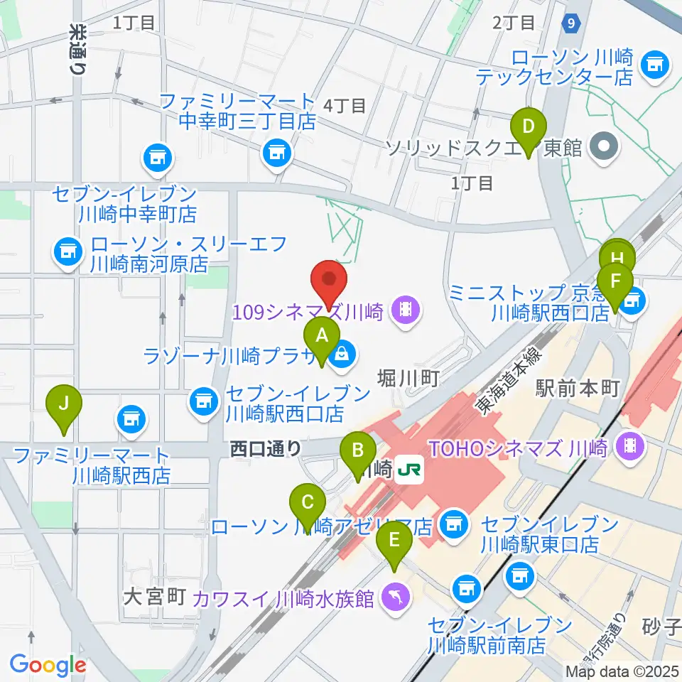 ラゾーナ川崎プラザソル周辺のホテル一覧地図