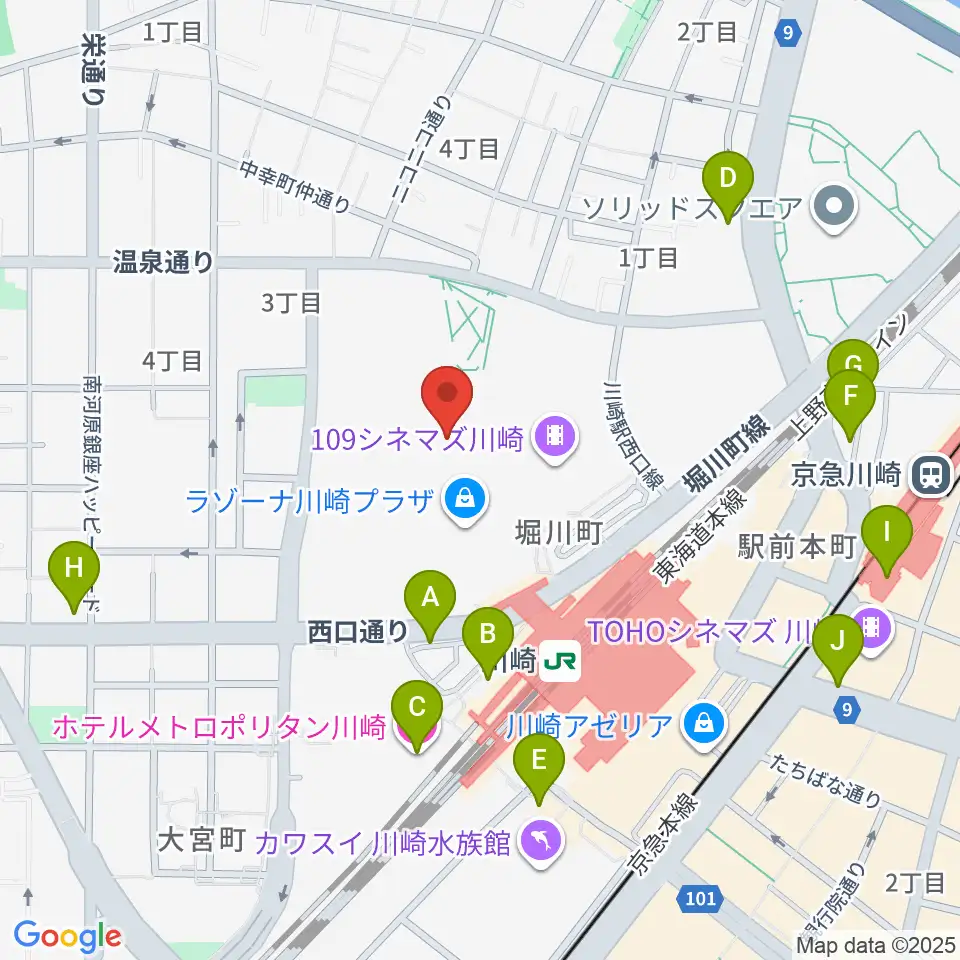 ラゾーナ川崎プラザソル周辺のホテル一覧地図