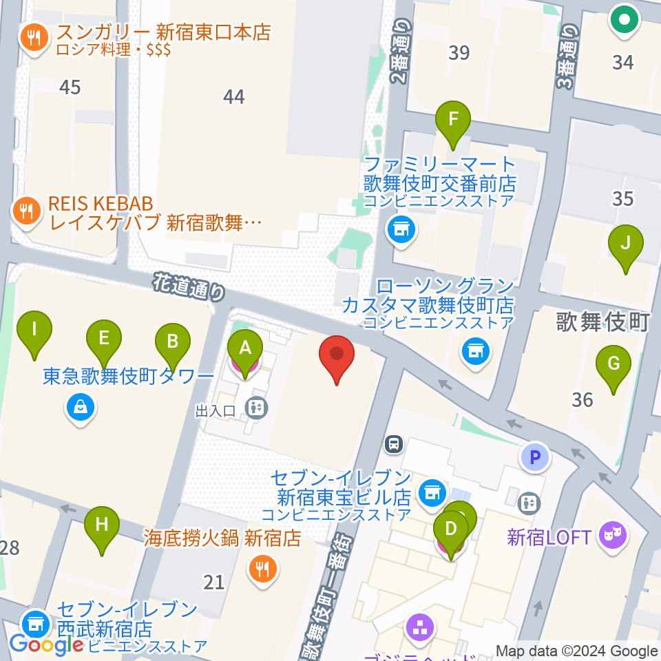 新宿FACE周辺のホテル一覧地図