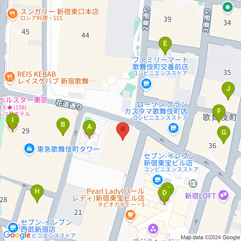 新宿FACE周辺のホテル一覧地図