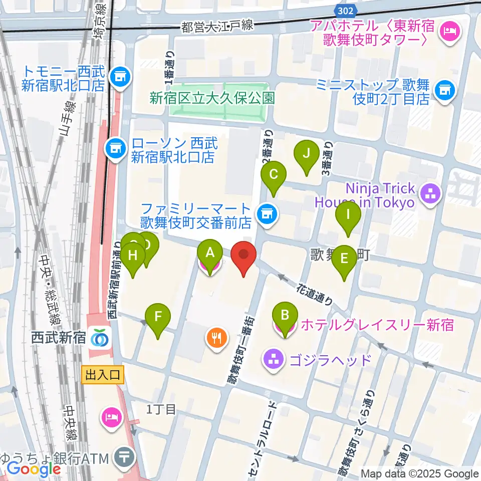 新宿FACE周辺のホテル一覧地図