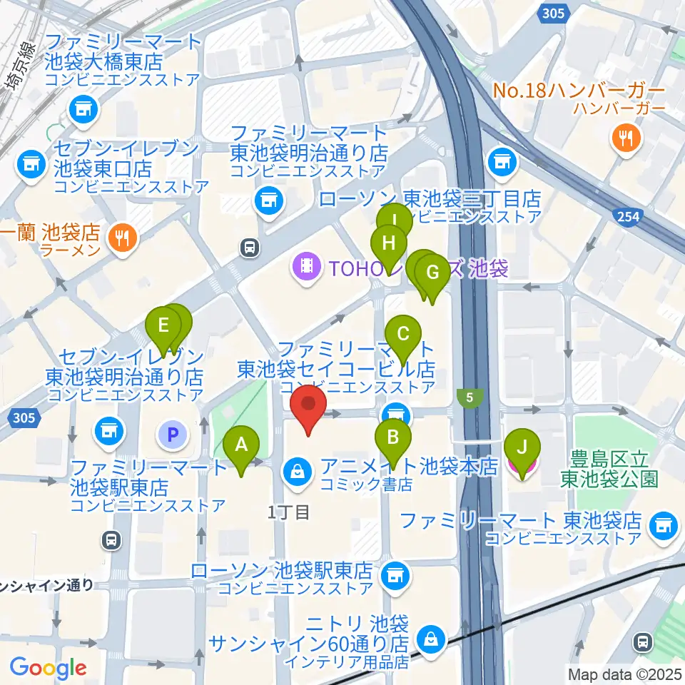 としま区民センター周辺のホテル一覧地図