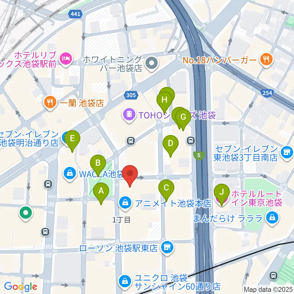 としま区民センター周辺のホテル一覧地図