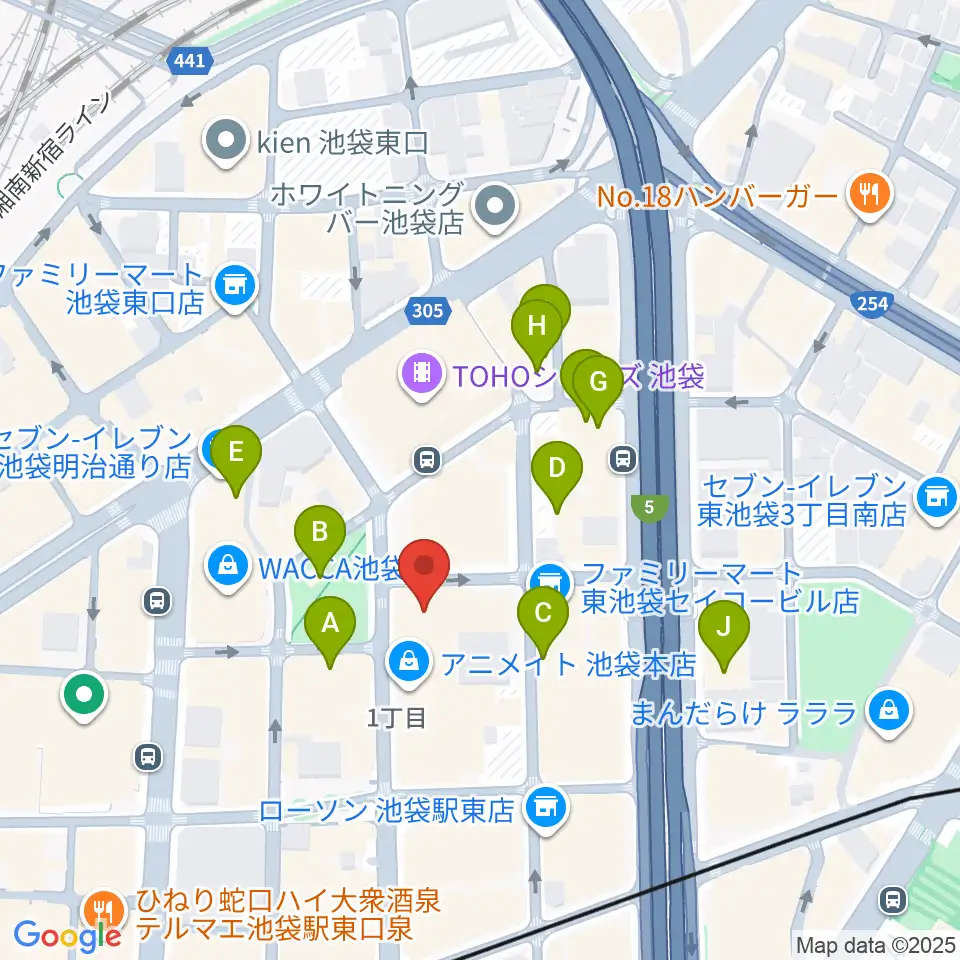 としま区民センター周辺のホテル一覧地図