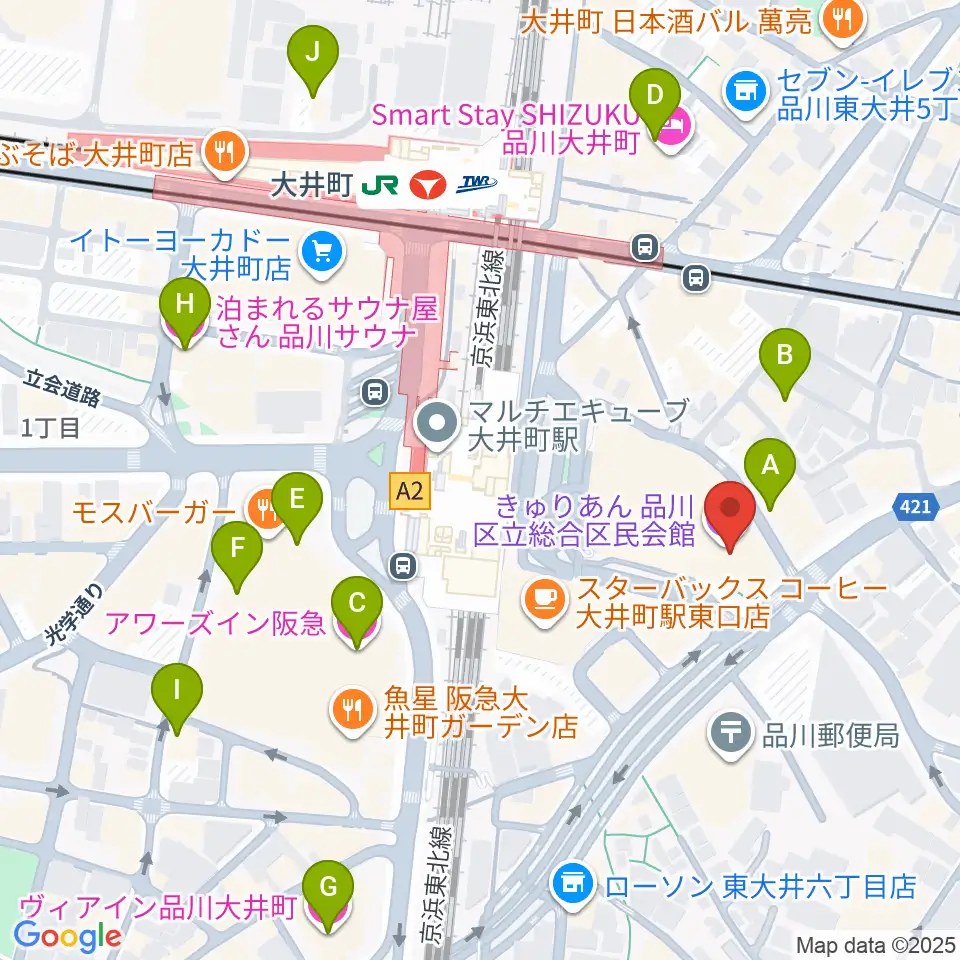 きゅりあん 品川区立総合区民会館周辺のホテル一覧地図