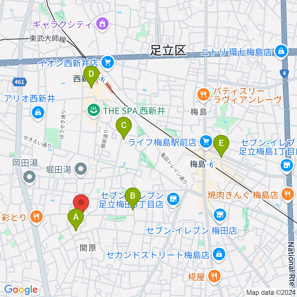 西新井カフェ・クレール周辺のホテル一覧地図